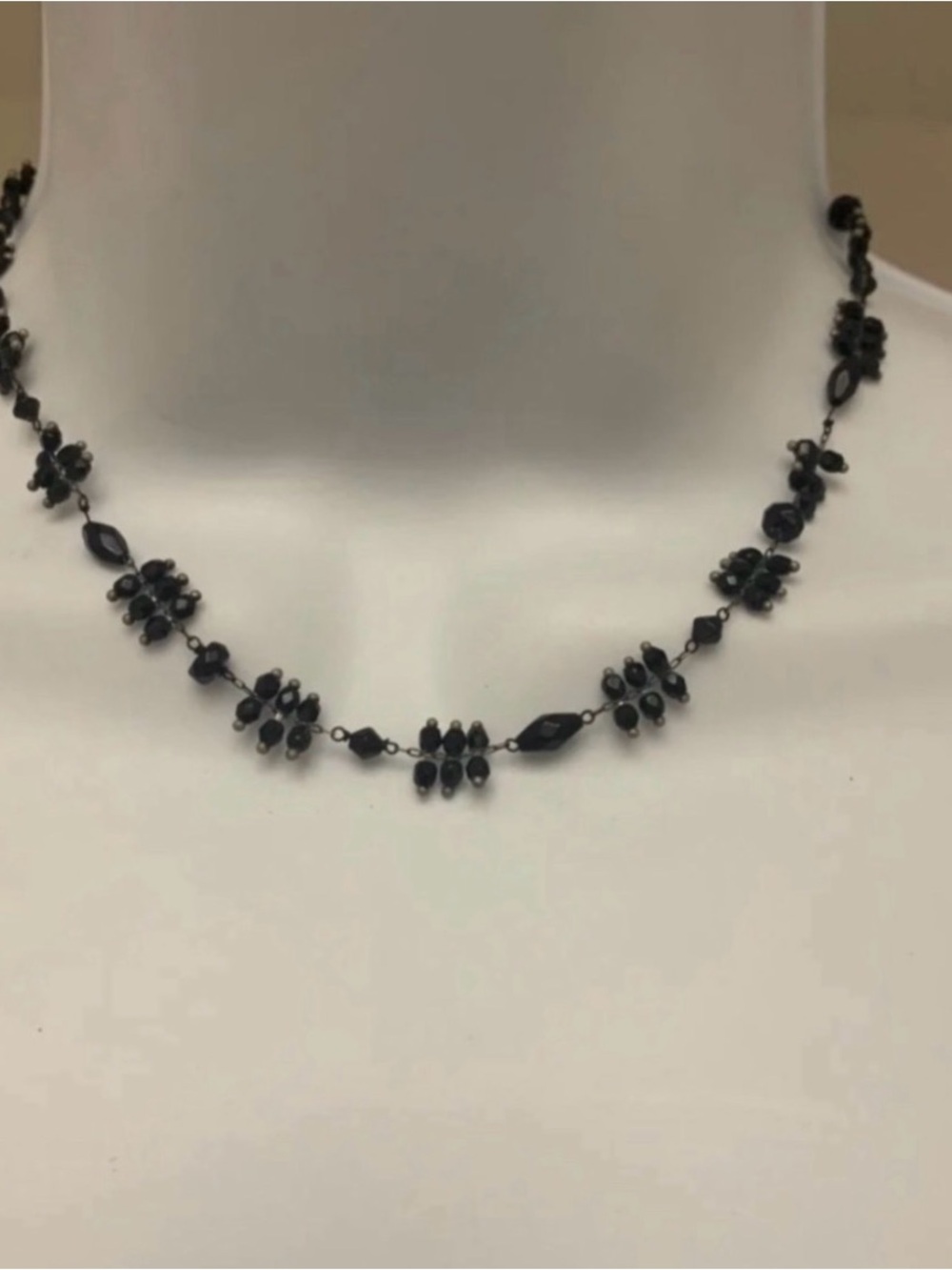 Vintage Monet Delicate Choker 14" Black Gunmetal Beaded